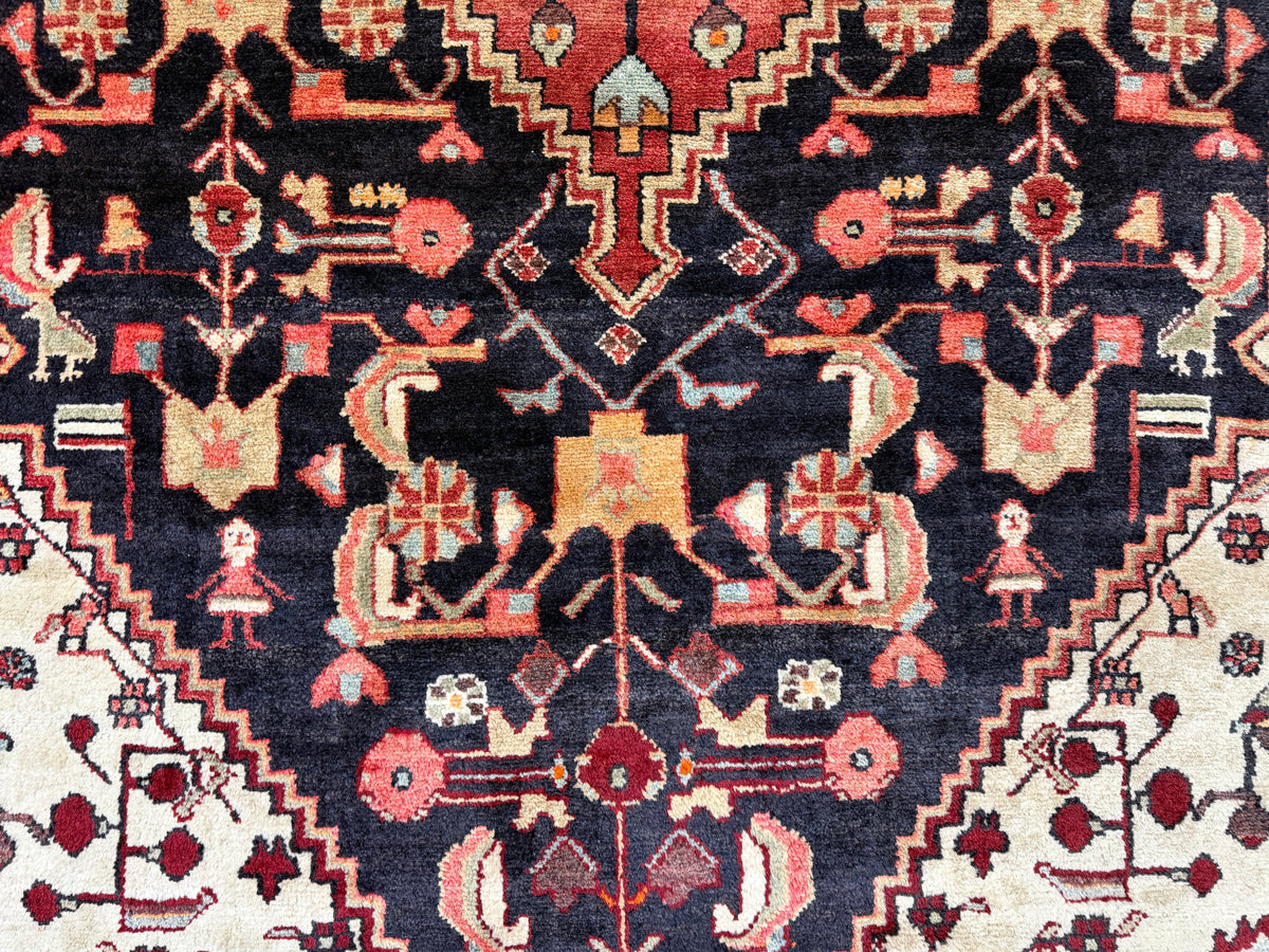 Hand-Knotted Persian Hamadan Rug - 5'2"x8'7"