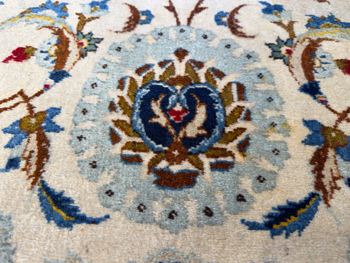 9’9”x13’1” Antique Hand-Knotted Persian Kashan All-over Signed Sanaee Area Rug
