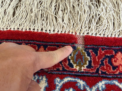 10’2”x14’2” Very Fine Vintage Hand-Knotted Wool Isfahan Persian Rug 10x14 Red All-Over Handmade Carpet