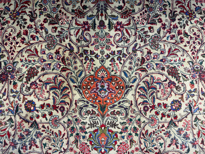 9’11”x13’5” Hand-Knotted Fine Wool Persian Kashan Area Rug