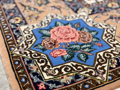Hand-Knotted Persian Isfahan Rug -Garden of Birds- Signed Fakharian - 4’9”x7’2”