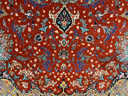 9’8”x13’3” Very Fine Hand-Knotted Persian Tabriz 80 Raj Signed Emad Fakher Area Rug