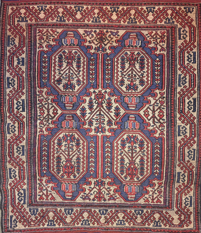 4’8”x5’10” Hand-Knotted Wool Flatweave Oriental Area Rug