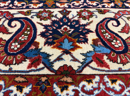 10’2”x14’2” Very Fine Vintage Hand-Knotted Wool Isfahan Persian Rug 10x14 Red All-Over Handmade Carpet