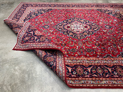 9’6”x12’6” Hand-Knotted Persian Kashan Area Rug