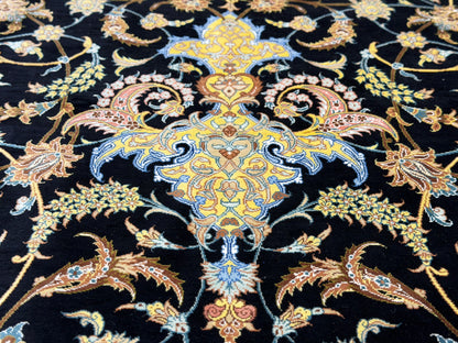 Luxurious Hand-Knotted 100% Silk Persian Qum Rug - Signed Ahmadi - 6'6"x10'