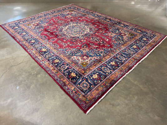 Hand-Knotted Wool Mashad Rug - 9’7”x12’5”