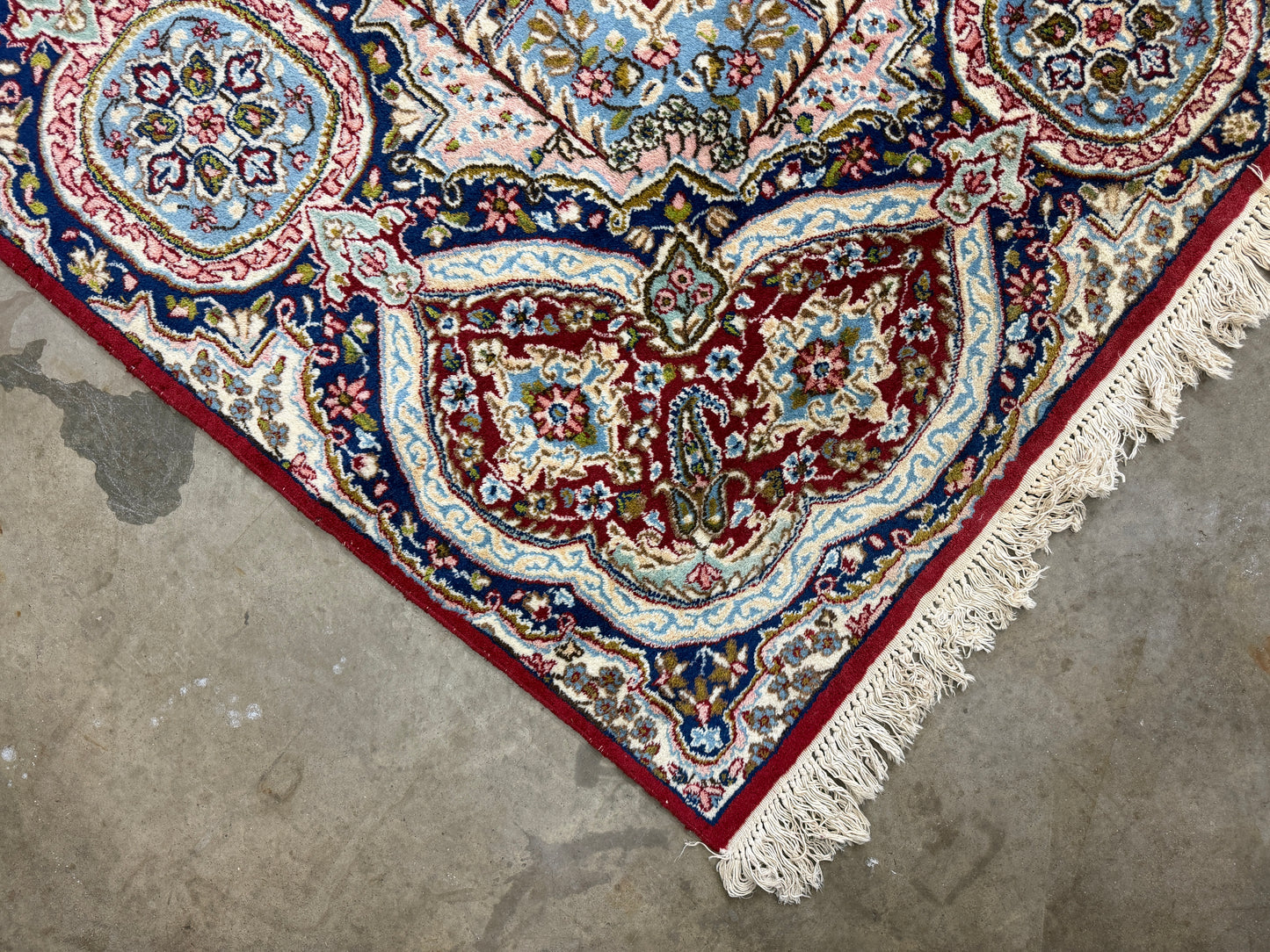 9x14 Vintage Hand-Knotted Wool Kerman Persian Rug Red Handmade Carpet