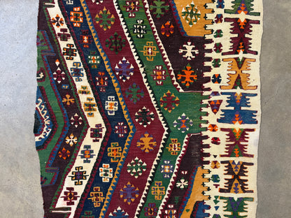 2’9”x14’10” Antique Hand-Woven Wool Flatweave Kilim Runner 2x14 Handmade Tribal Rug