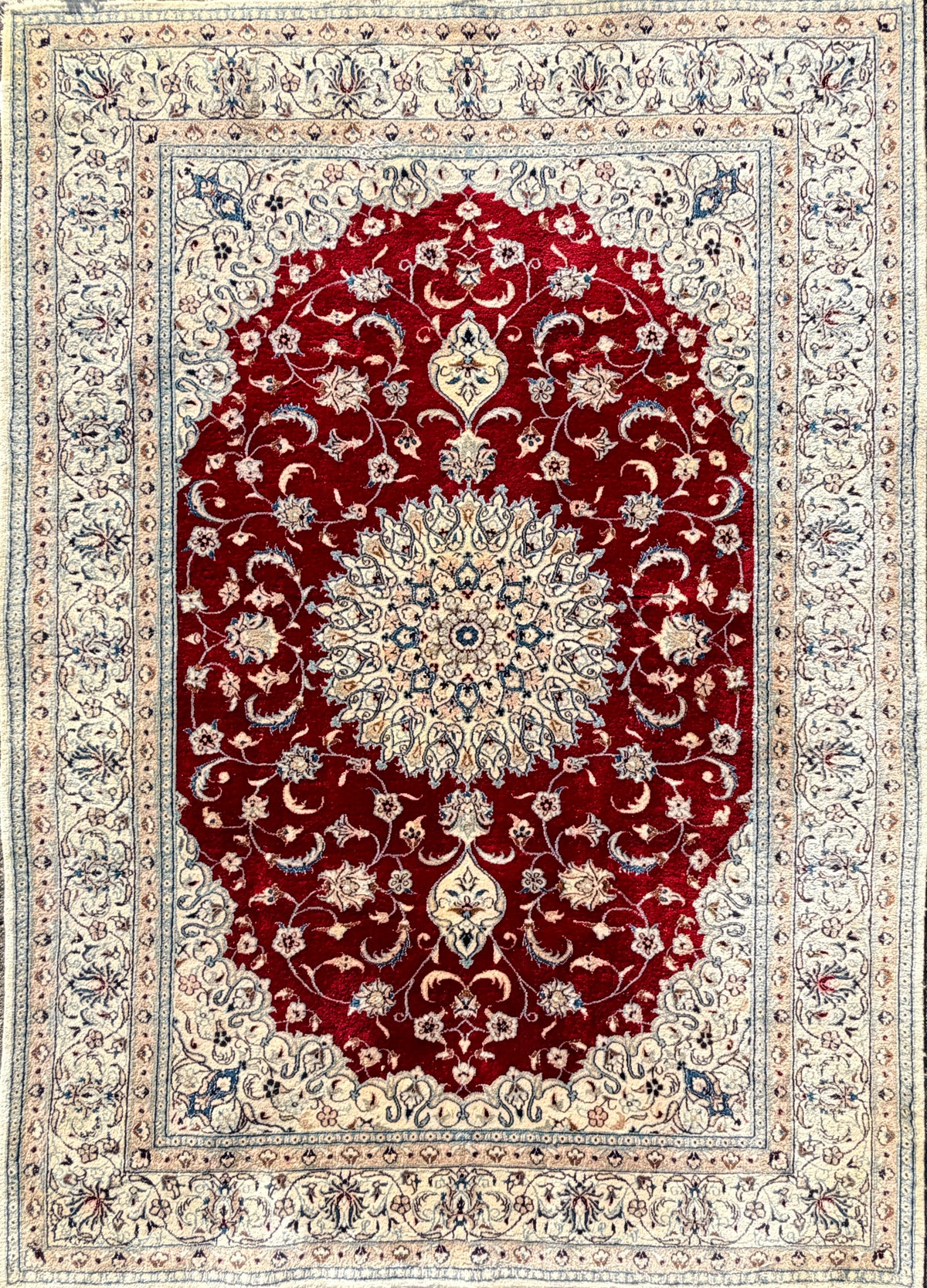 Hand-Knotted 12 La Persian Nain Rug - 6’9”x9’4”