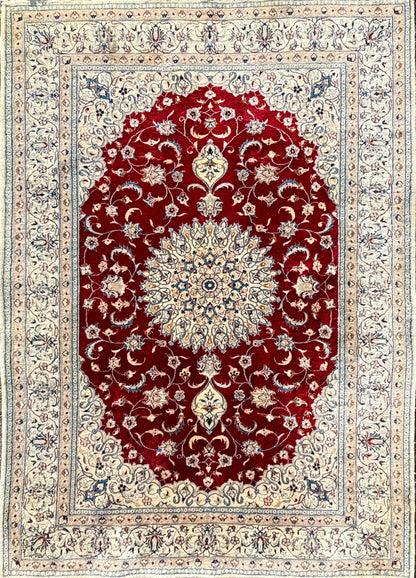 Hand-Knotted 12 La Persian Nain Rug - 6’9”x9’4”