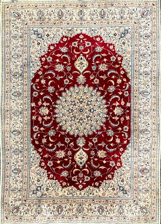 Hand-Knotted 12 La Persian Nain Rug - 6’9”x9’4”
