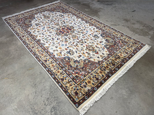 Hand-Knotted 100% Kashmiri Silk Rug - 4’11”x8’1”