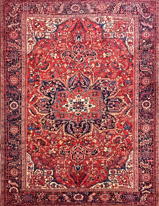 Hand-Knotted Persian Heriz Rug - 9’6”x12’9”