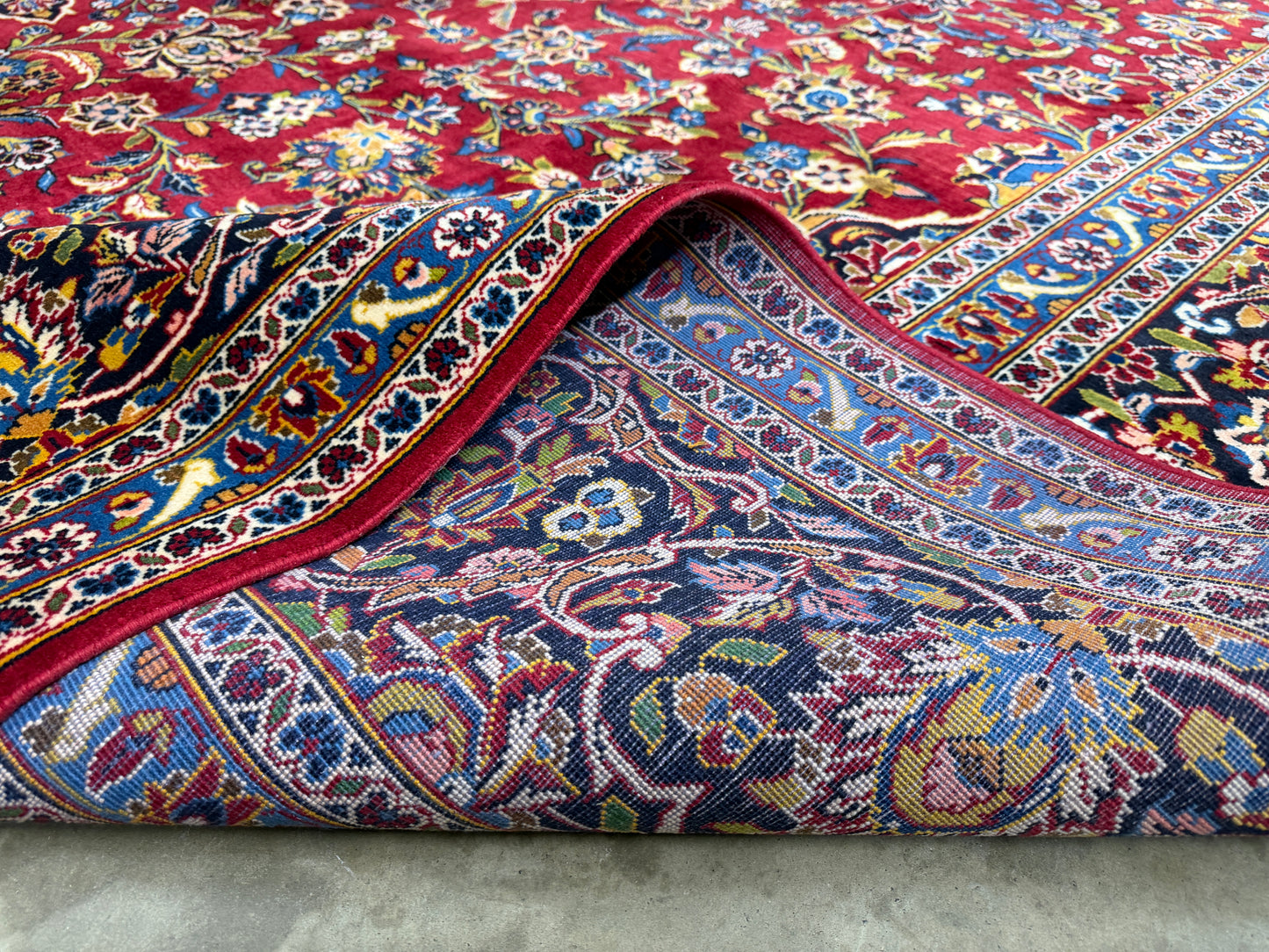 11’4”x16’2” Hand-Knotted Very Fine Kork Wool Persian Kashan Signed Area Rug Handmade