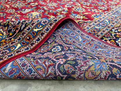 11’4”x16’2” Hand-Knotted Very Fine Kork Wool Persian Kashan Signed Area Rug Handmade