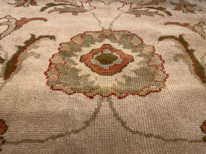 13’1”x16’2” Hand-Knotted Wool Oushak Area Rug Handmade All-over Carpet