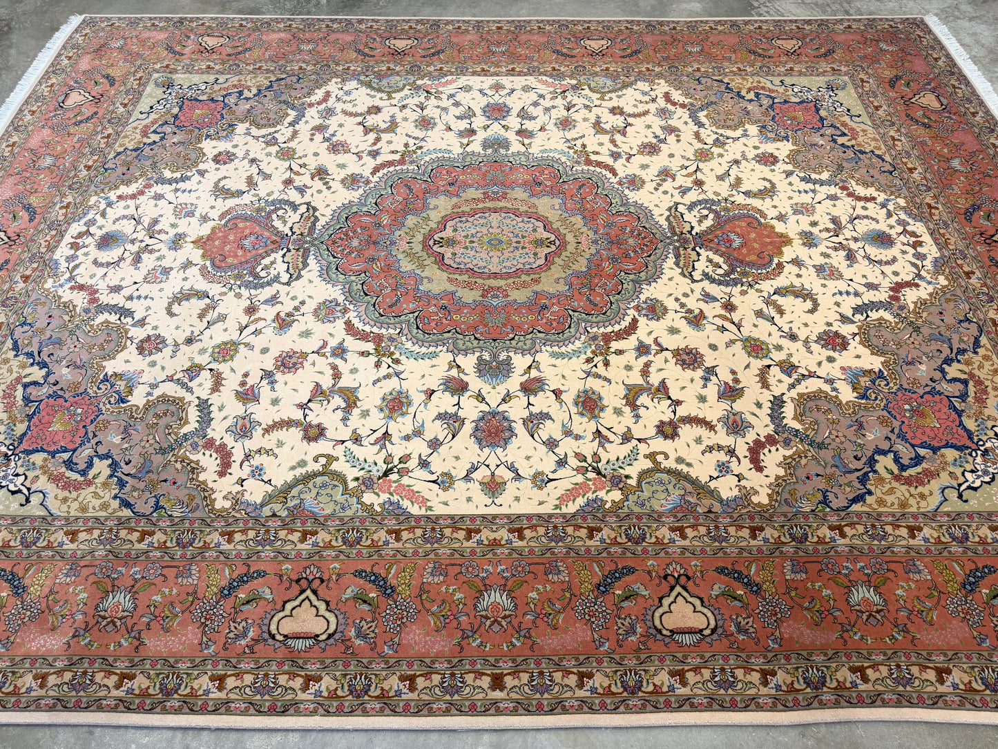 Hand-Knotted 60 Raj Persian Tabriz Rug - 10’x13’1”
