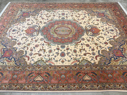 Hand-Knotted 60 Raj Persian Tabriz Rug - 10’x13’1”
