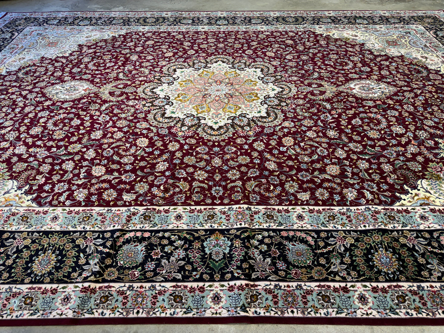 11’4”x16’6” Hand-Knotted 70 Raj Persian Tabriz Rug