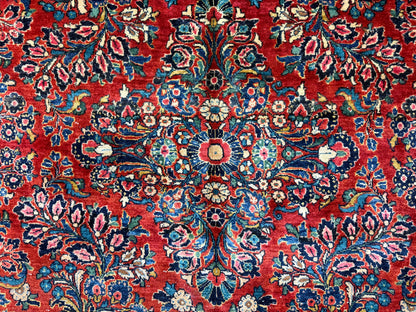 10’10”x15’6” Antique Hand-Knotted Fine Kork Wool Persian Sarouk Area Rug Handmade