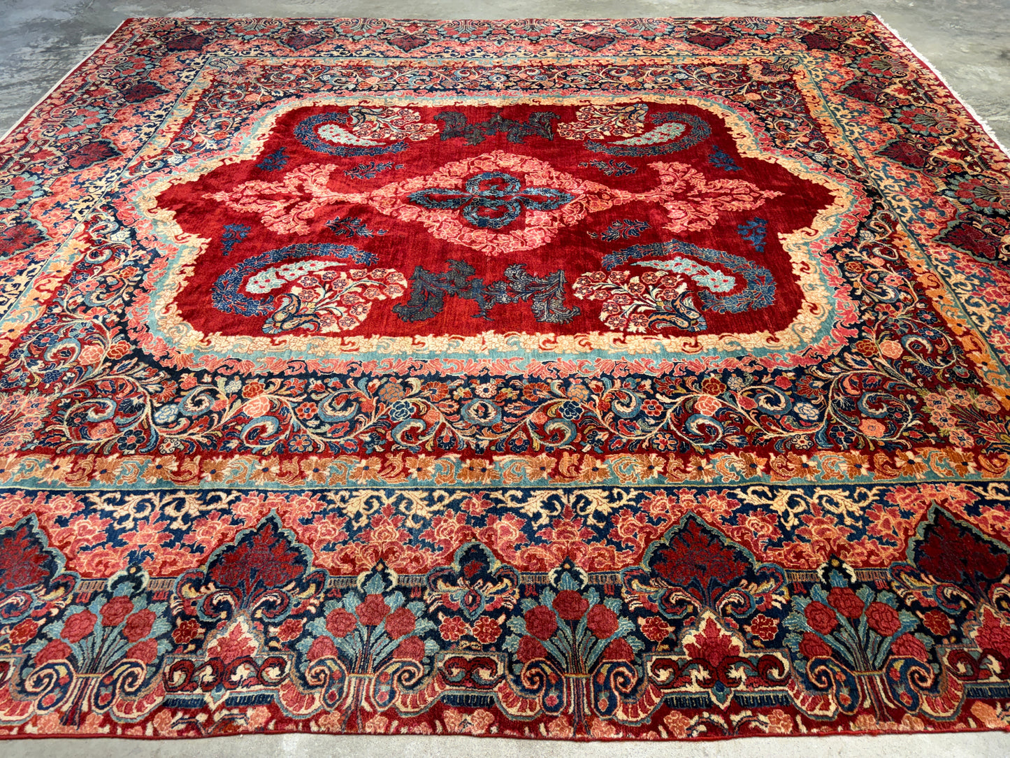 11’7”x12’10” Hand-Knotted Persian Sarouk Area Rug