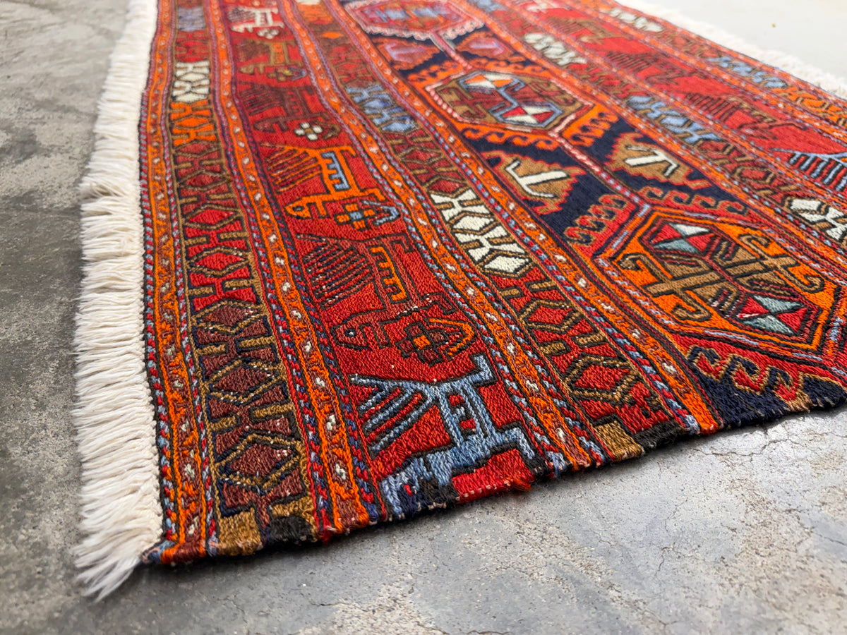 Flatweave Persian Qashghai Rug - 2’1”x3’8”