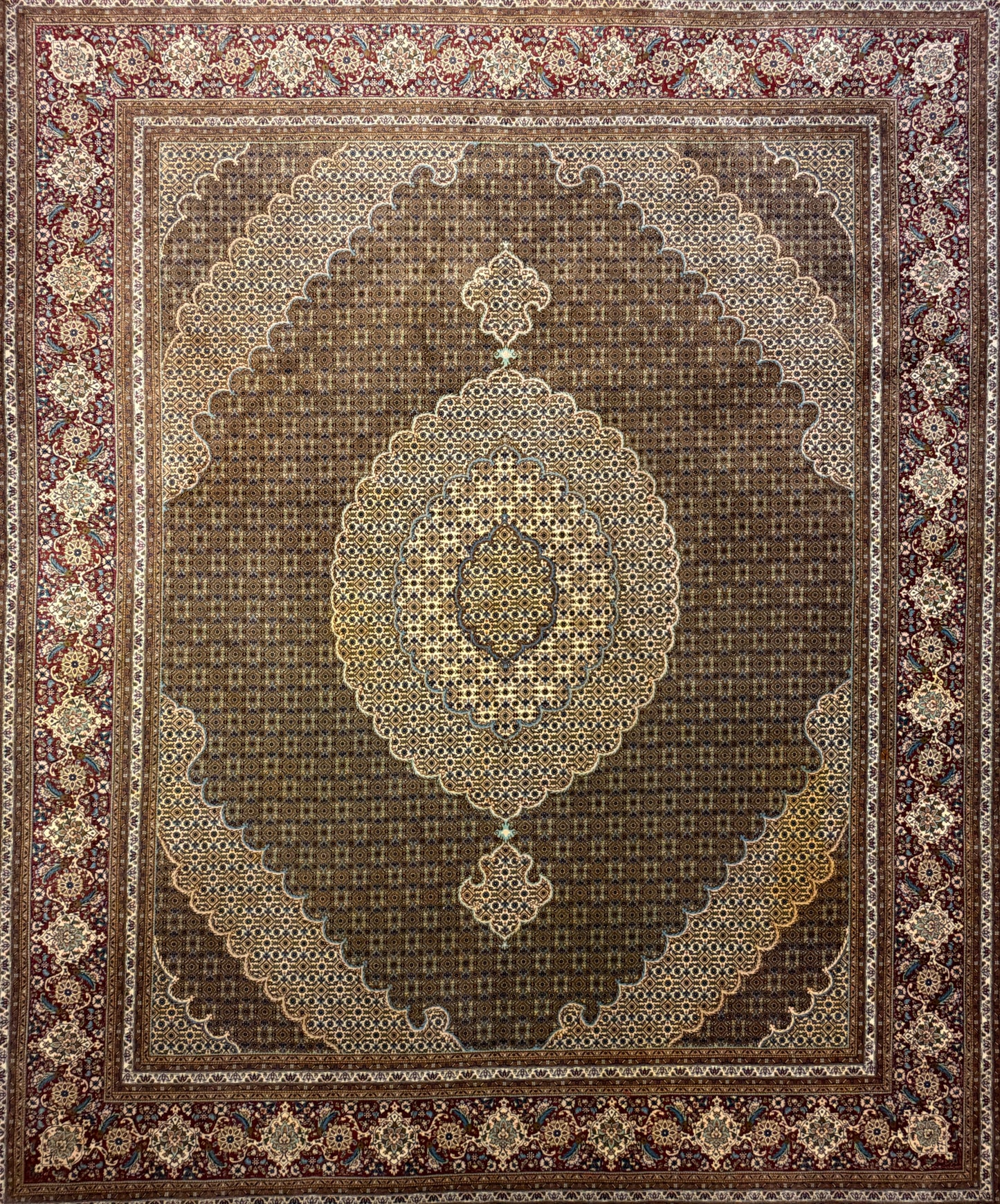 8’2”x9’10” Hand-Knotted Fine Persian Tabriz Mahi Area Rug