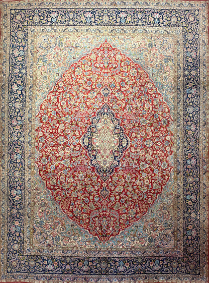 Antique Hand-Knotted Persian Kerman Rug - 9’11”x13’4”