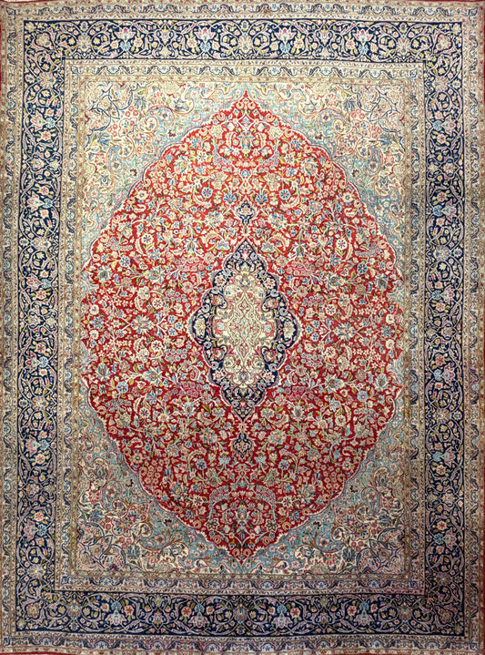 Antique Hand-Knotted Persian Kerman Rug - 9’11”x13’4”