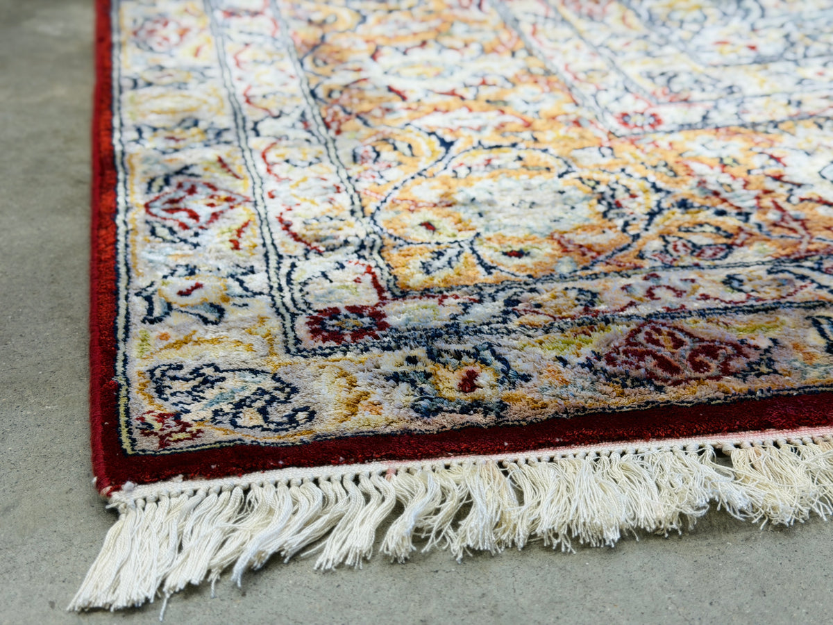 Hand-Knotted 100% Kashmiri Silk Rug - 6’10”x9’11”