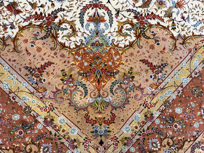 13’x19’8” Very Fine Hand-Knotted Persian Tabriz 80 Raj Signed Area Rug