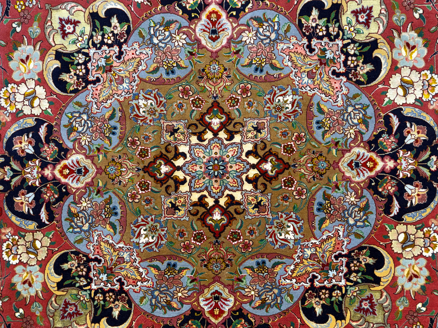 9’8”x13’4” Very Fine Hand-Knotted Persian Tabriz 80 Raj Signed Gharabaghi Area Rug