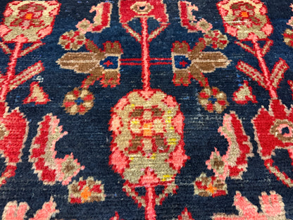 3’6”x4’11” Antique Hand-Knotted Wool Hamadan Persian Rug 3x5 Floral Handmade Carpet