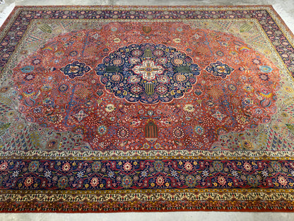 Hand-Knotted Persian Tabriz Rug - 9’10”x13’5”
