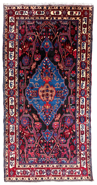 Hand-Knotted Persian Nahavand Rug - 4'9"x9'6"