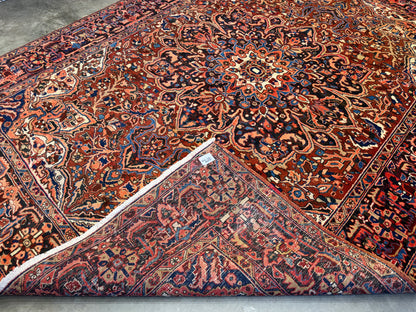 9’1”x11’9” Hand-Knotted Persian Heriz Area Rug