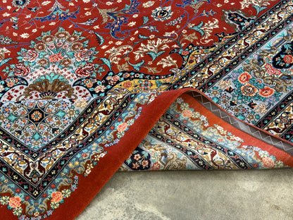 9’8”x13’3” Very Fine Hand-Knotted Persian Tabriz 80 Raj Signed Emad Fakher Area Rug