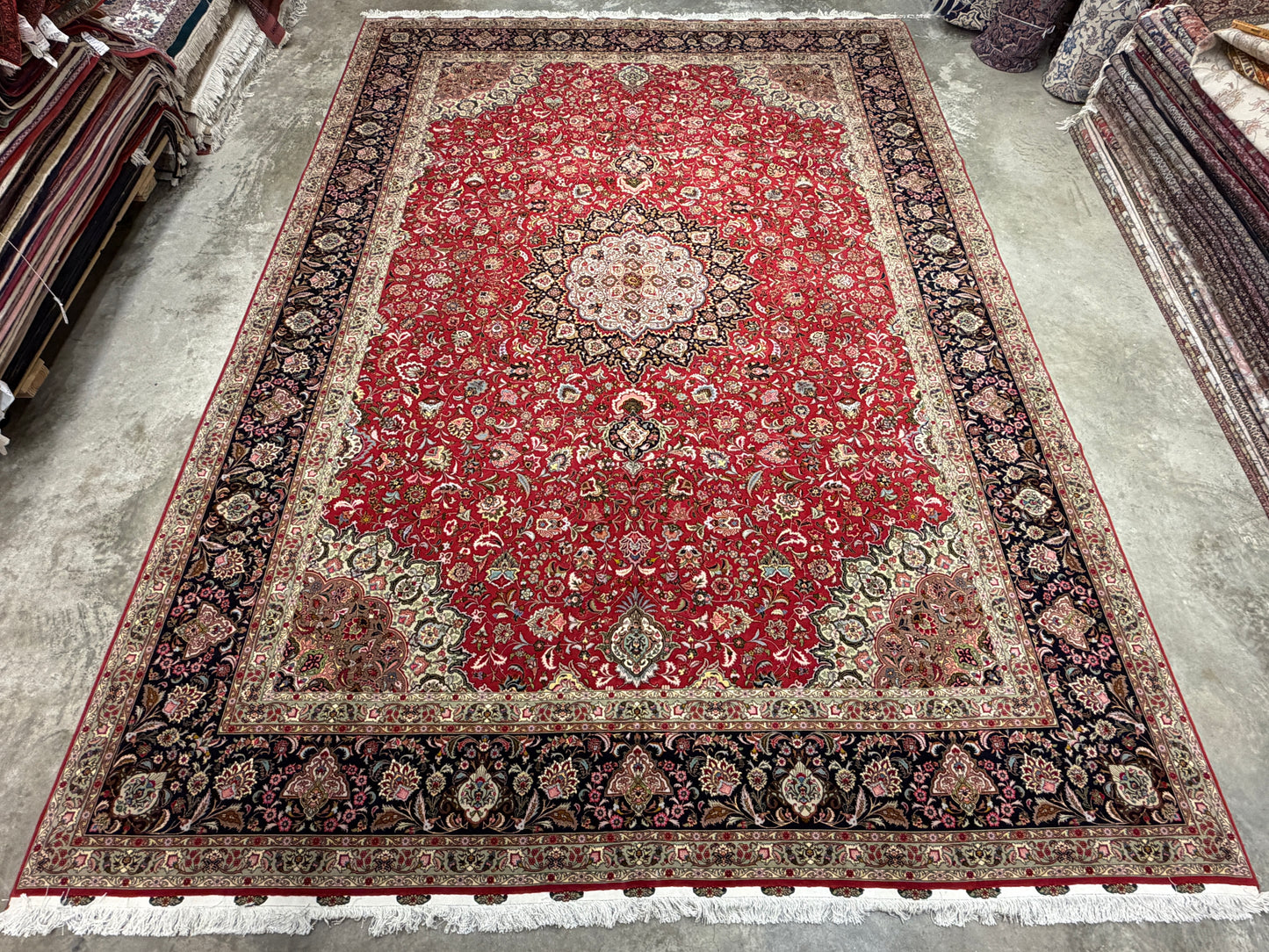 11’6”x16’3” Hand-Knotted Very Fine Wool Persian Tabriz Area Rug 60 Raj