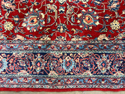 8’4”x12’8” Hand-Knotted Wool Sarouk Persian Rug 8x12 Red Handmade Carpet
