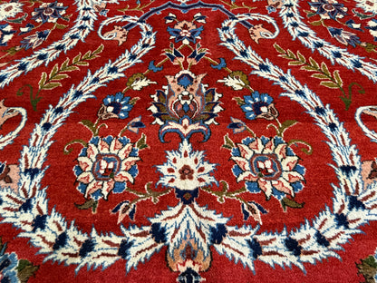 10’2”x14’2” Very Fine Vintage Hand-Knotted Wool Isfahan Persian Rug 10x14 Red All-Over Handmade Carpet