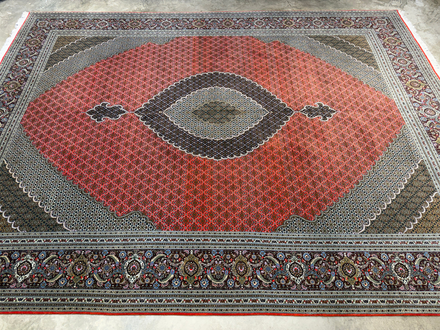 Hand-Knotted Persian Tabriz Mahi Rug - 10’x13’