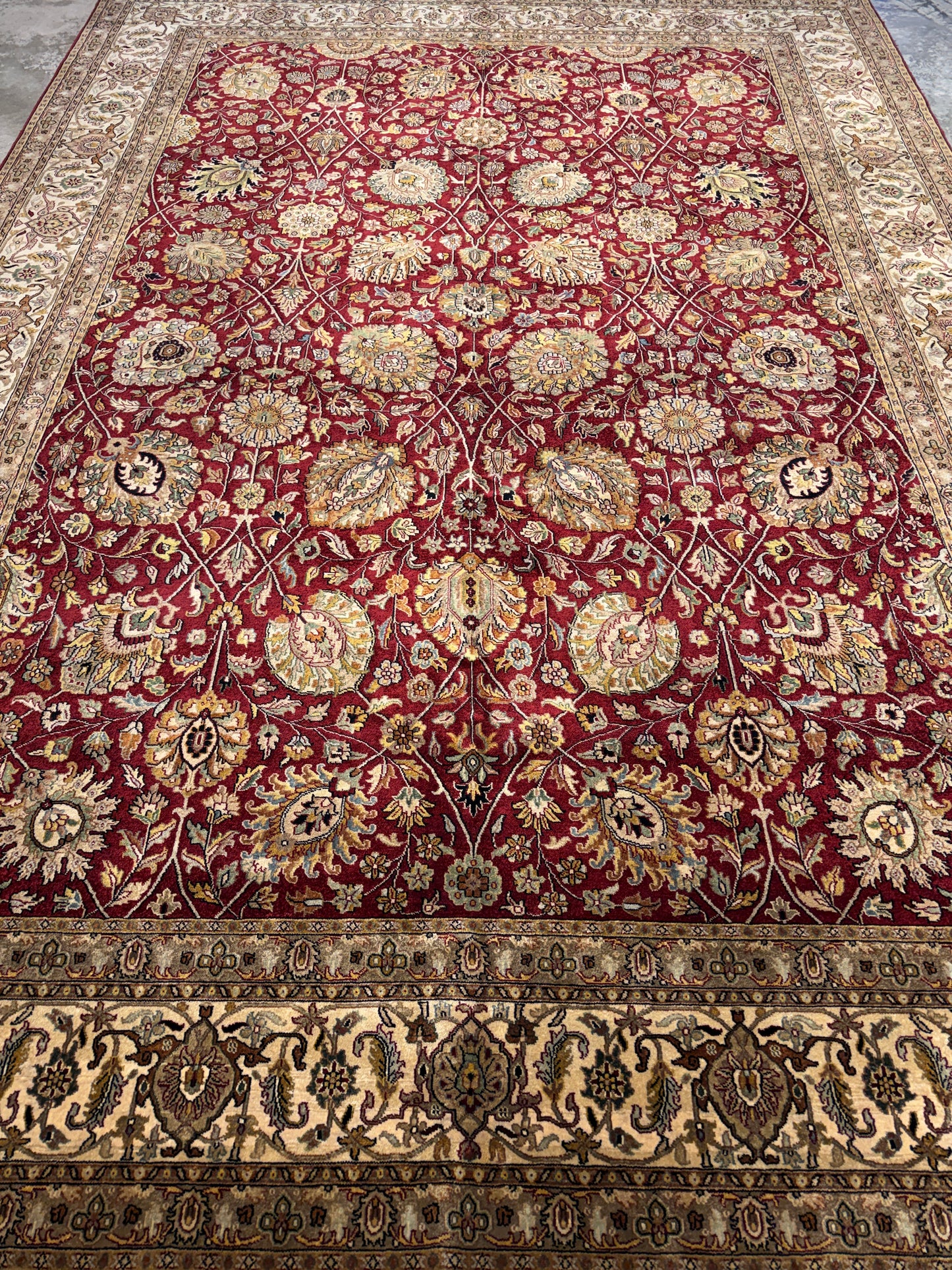 8’9”x12’3” Hand-Knotted Very Fine Wool Agra Area Rug 50 Raj