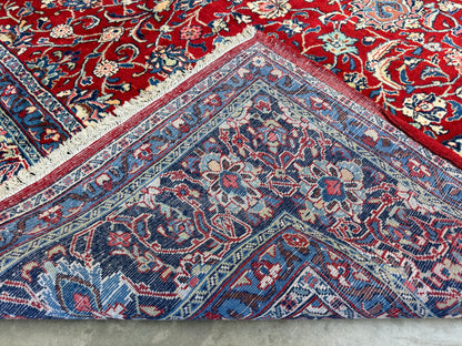 8’4”x12’8” Hand-Knotted Wool Sarouk Persian Rug 8x12 Red Handmade Carpet