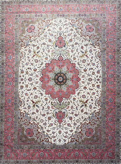 Hand-Knotted 80 Raj Persian Tabriz Rug - Signed Ghadimi - 9’9”x12’11”