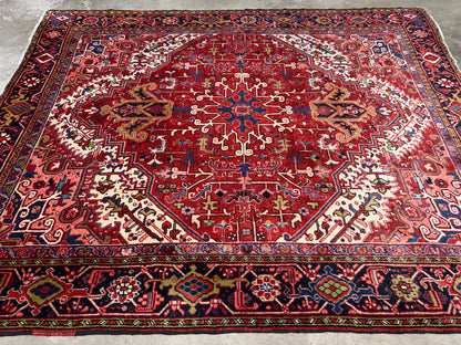 Hand-Knotted Persian Heriz Rug - 7’9”x9’6”