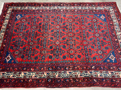 Hand-Knotted Persian Hamadan Rug - 4’4”x6’9”
