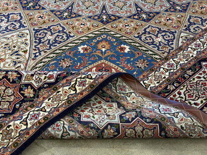 Hand-Knotted 60 Raj Persian Tabriz Rug - Dome Design - 10’x13’4”