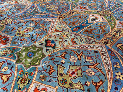 9’10”x13’2” Fine Hand-Knotted Kork Wool Persian Tabriz Rug Handmade All-over Area Carpet