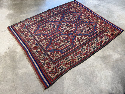 4’8”x5’10” Hand-Knotted Wool Flatweave Oriental Area Rug